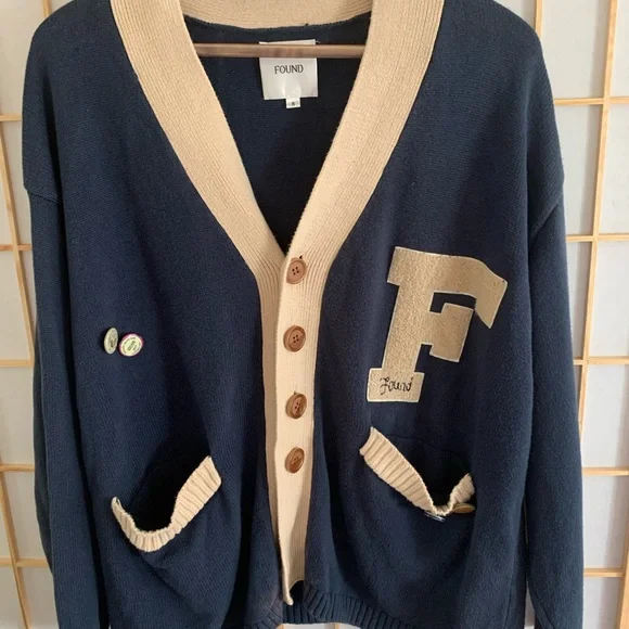 Free People Found Varsity Contrast Cardigan Small - Picture 3 of 9